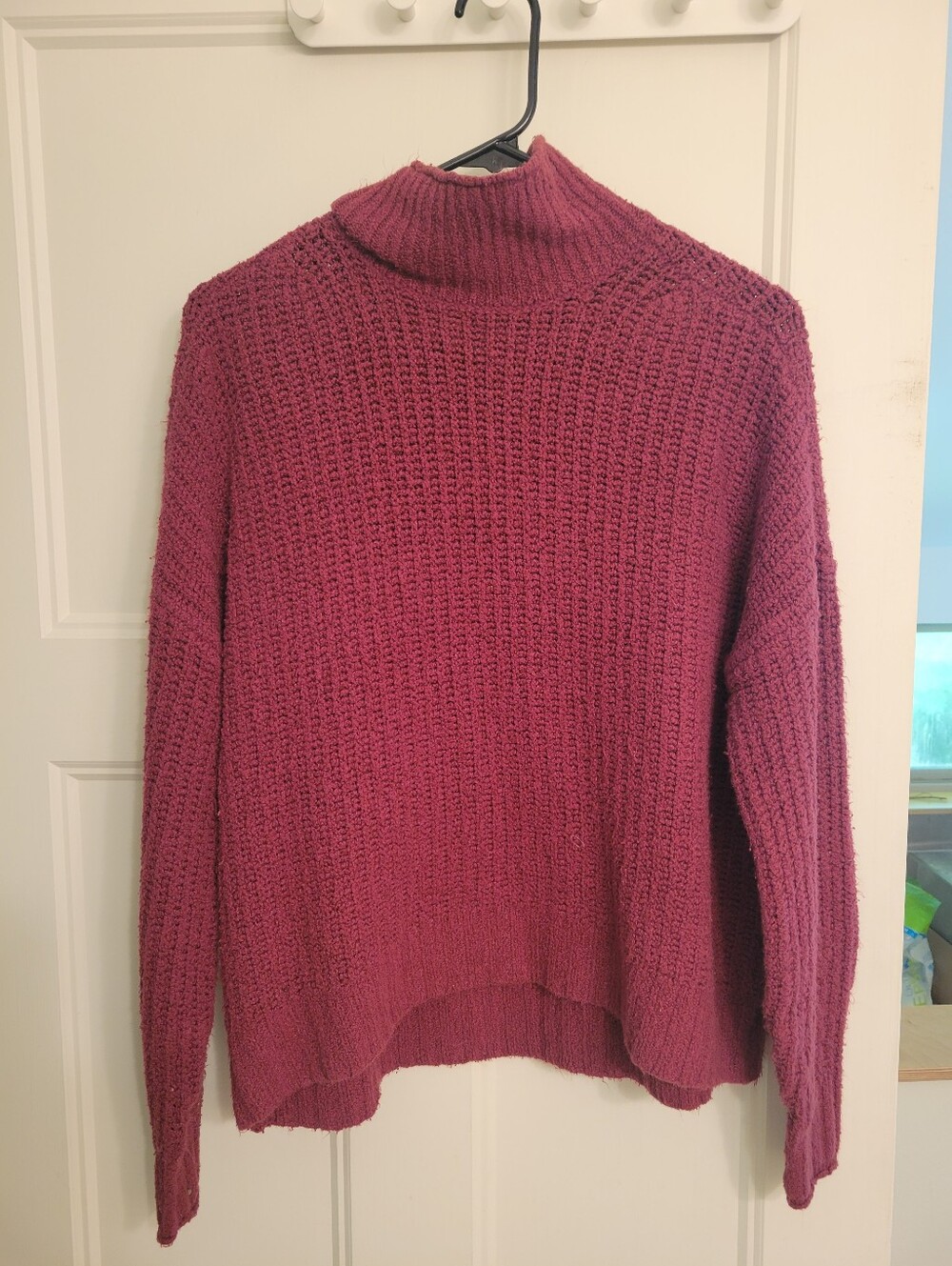 American Eagle Outfitters Cozy Mock Neck Knit Sweater - Berry